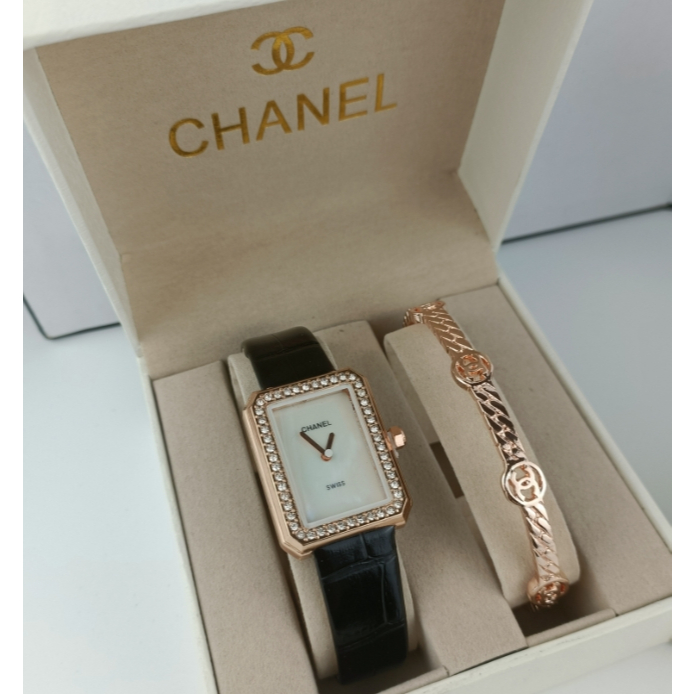 Chanel สินค้าใหม่ Quartz Movement สายหนังแท้แนวโน้มแฟชั่น All-Match Simple ประณีต High-End Casual สุ