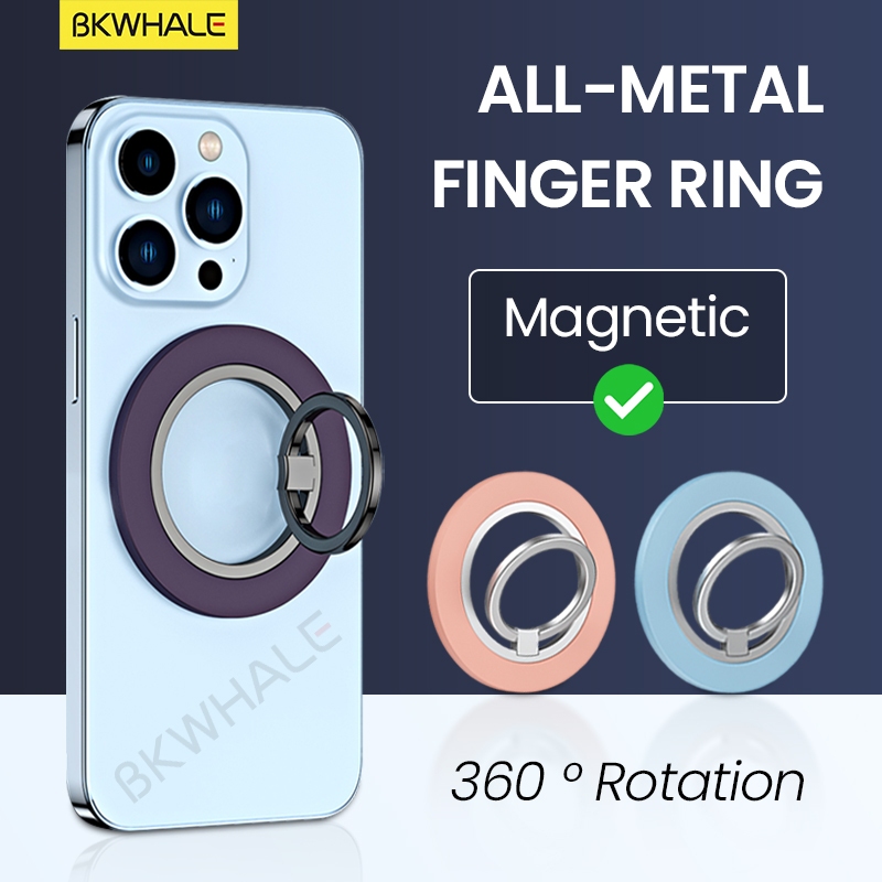 Bkwhale ขาตั้งแหวนนิ้วแม่เหล็ก 360° หมุน แหวนปรับระดับได้ ด้ามจับโลหะอัลลอยด์ ขายึดแบบพับได้