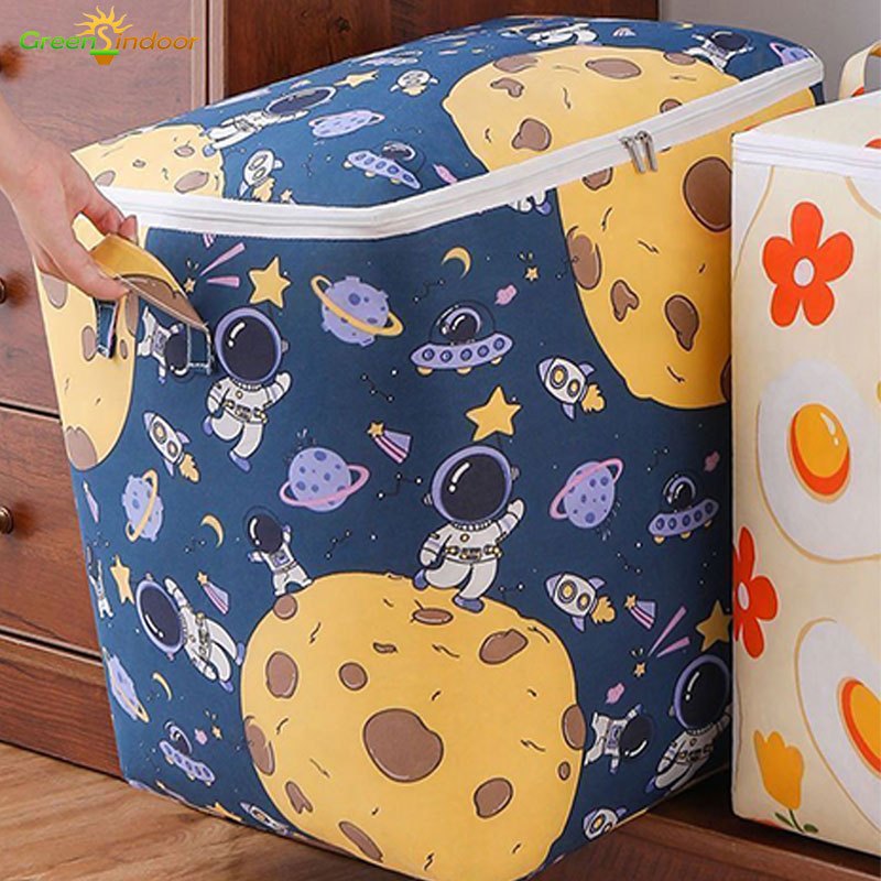 กระเป๋าเก็บของ ถุงเก็บผ้านวมความจุขนาดใหญ่ 180ล ถุงเก็บเสื้อผ้า ซิปฝาครอบด้านบนสําหรับน้ําและความชื้น