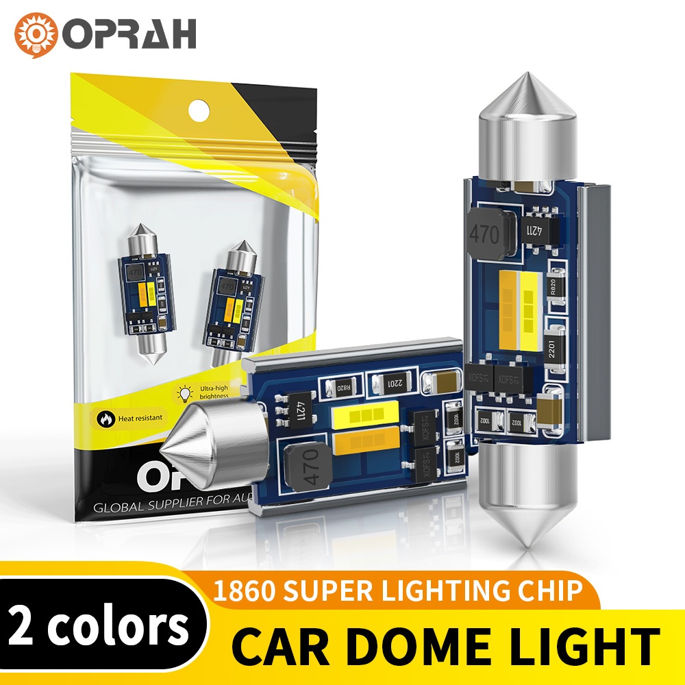 Oprah 2pcs T10 1860 Festoon LED ภายในรถแผง 31 มม.36 มม.39 มม.41 มม.โดมหลอดไฟป้ายทะเบียนรถโดม Light