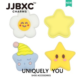 JJBXC ตัวติดรองเท้า charm รองเท้าตกแต่งหัวเข็มขัดลายดาวสีเหล…