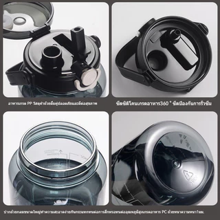 【ALLEN】กระบอกน้ำพลาสติก PC 1500/2000มล. ทนความร้อน 2 ปากจิบ + หลอดดูด + ที่จับ พร้อมมาตรวัด สำหรับกิจกรรมกลางแจ้ง