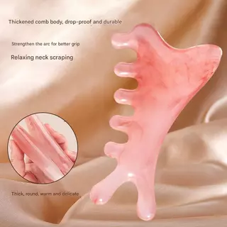 [ใหม่] เครื่องมือกระชับสัดส่วนใบหน้านวดหน้ากัวซาสําหรับใบหน้าคอกรามหูนวดตามัลติฟังก์ชั่ขูดหัวนวดหวีเรซิ่นหนังศีรษะร่างกายเมริเดียนหวีพร้อมสต