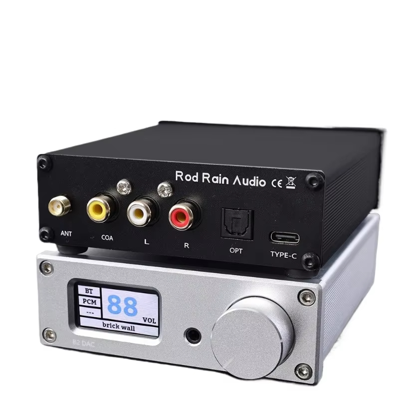 Rod rain audio B2 HIFI Dual ES9038Q2M USB ถอดรหัส QCC3084 Blueooth 5.4 ไฟเบอร์ออปติก Coaxial Input DAC 24bit 192K LDAC
