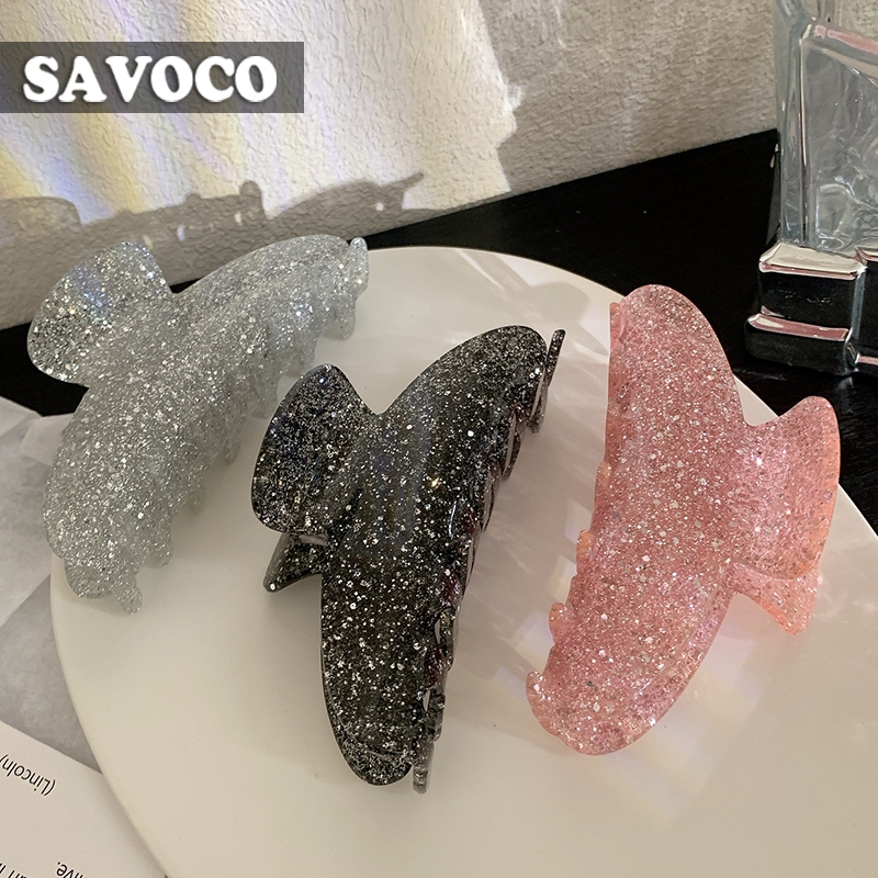 Savoco กิ๊บติดผมแวววาวขนาดใหญ่คลิปหนีบผมหญิงฉลามใหม่จับคลิปสำหรับผู้หญิงเครื่องประดับผม SC118