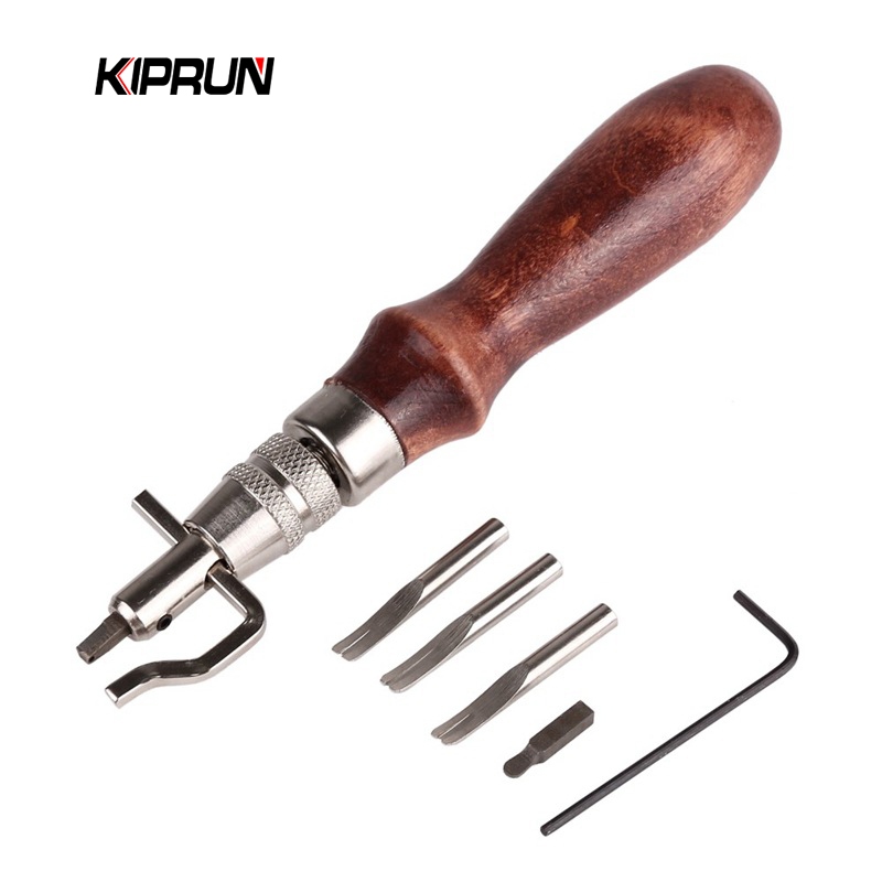 Kiprun 7 in 1 ชุดเครื่องมือหนังร่องมัลติฟังก์ชั่น, งานฝีมือหนังมืออาชีพปรับเย็บและ Slotting Crese เครื่องมือหนังมัลติฟังก์ชั่น Trimmer