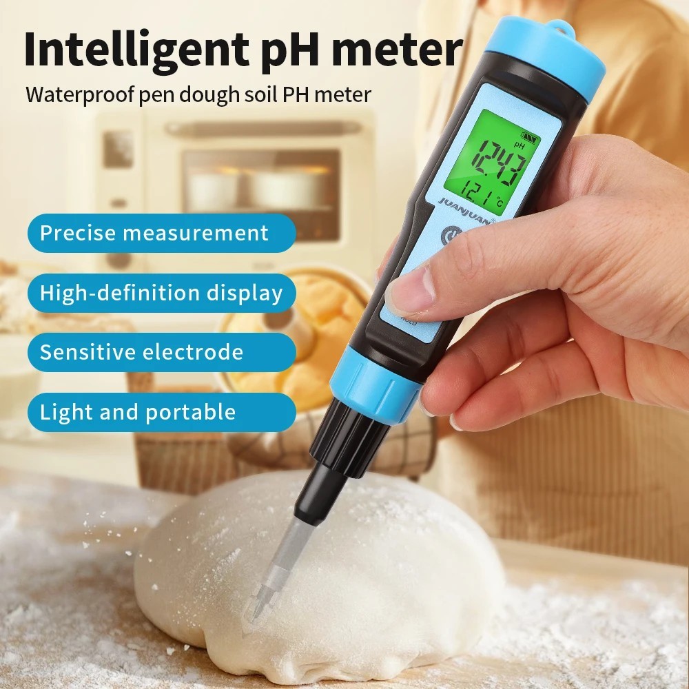 อาหาร PH Meter 0.00 ~ 1.00 PH Temp Tester สําหรับเนื้อ Canning ชีสแป้งผลไม้เนื้อน้ําดิน PH Test พร้อมโพรบความแม่นยําสูง