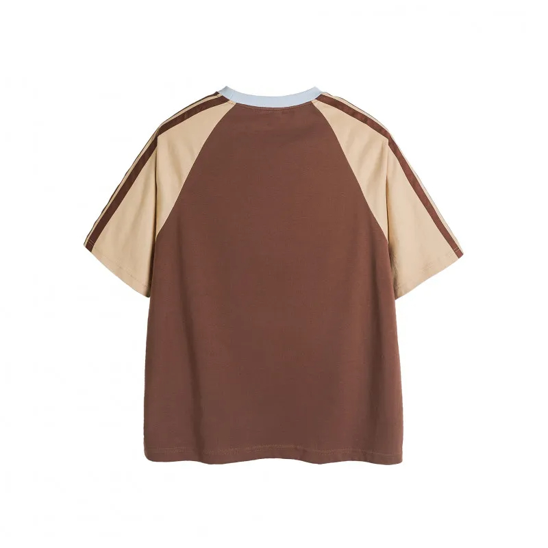 🔥BECoolMan🔥 เสื้อยืดผู้ชาย ฤดูร้อนรุ่นใหม่ เย็บติดยอดนิยม สีตัดกัน แมทช์ลุคง่าย สไตล์วิทยาลัยขั้นสูง