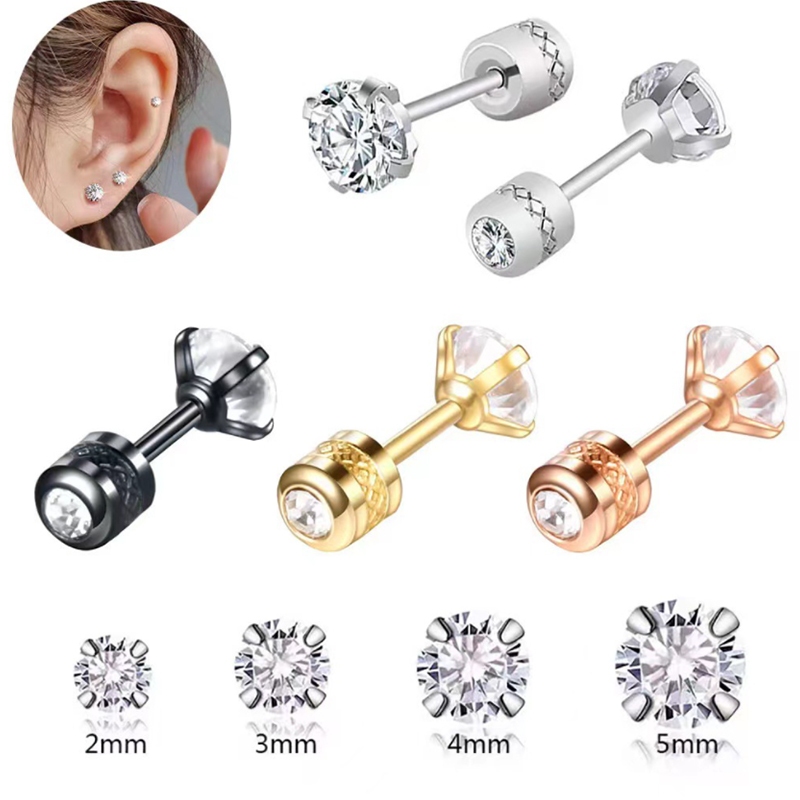 1ชิ้น ยู นิสซ์ แฟชั่นเพทายต่างหูเหล็กไทเทเนียมแฟชั่นเครื่องประดับ