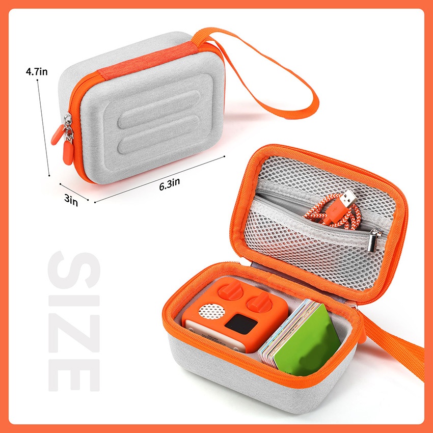 กระเป๋าเก็บ EVA กระเป๋าแบบพกพาสีเทาพร้อมสายคล้องมือสําหรับ Yoto Mini (2024) เครื่องเล่นเสียง