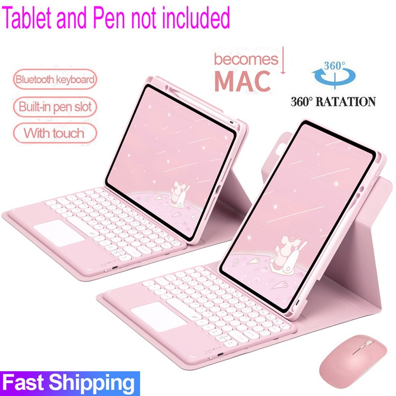 360° การหมุนพร้อมแป้นพิมพ์ทัชแพดสําหรับ iPad 7th Gen 8th 9th 10th Generation 11 นิ้ว A16 2025 บลูทูธคีย์บอร์ดเมาส์สําหรับ iPad air 4 5 air 11 M2 M3 Pro 11 ฝาครอบ