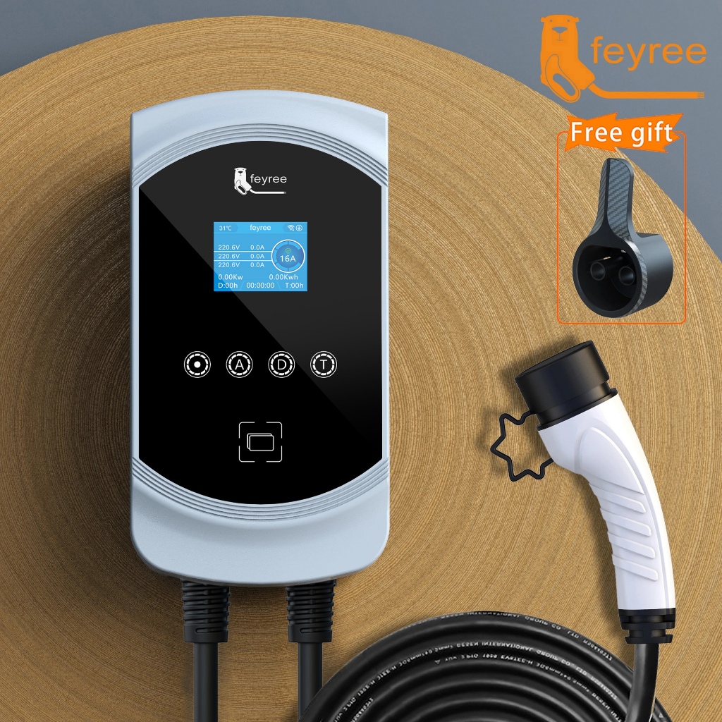Feyree EV Charger 32A 7.6KW ไฟฟ้ารถชาร์จ EVSE Wallbox 11KW 22KW 3Phase Type2 สาย IEC62196-2 ซ็อกเก็ต