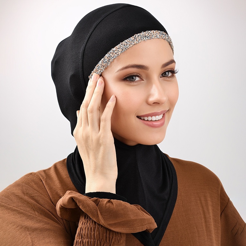 Doria Diamond Elastic Inner Hijab มุสลิมกีฬา Instant Hijab หมวกคุณภาพสูงธรรมดา Modal Hijab Undercap