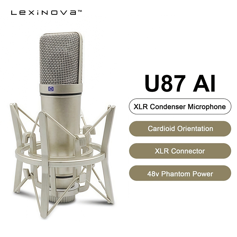 U87 AI XLR คอนเดนเซอร์ไมโครโฟน Professional 48V Cardioid Studio Mic สําหรับการบันทึก Podcasting เสีย