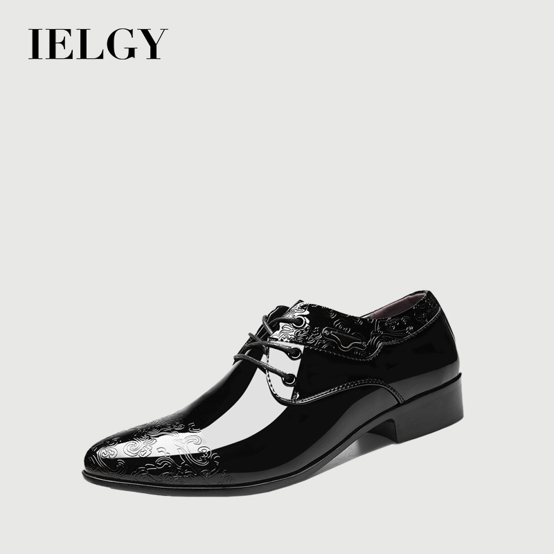 IELGY ใหม่สดใสผู้ชายธุรกิจอย่างเป็นทางการรองเท้าแฟชั่นรองเท้าลําลองลูกไม้