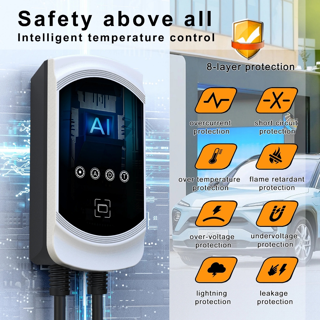 Feyree ใหม่ ที่ชาร์จ EV 7KW เฟสเดียว พร้อมฟังก์ชั่น APP RFID ปรับได้ สามเฟส 11KW 22KW สําหรับยานพาหน