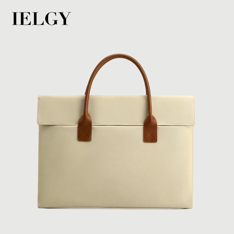 IELGY ความจุขนาดใหญ่ผู้ชายธุรกิจสีทึบ 15.6 นิ้วกระเป๋าถือคอมพิวเตอร์