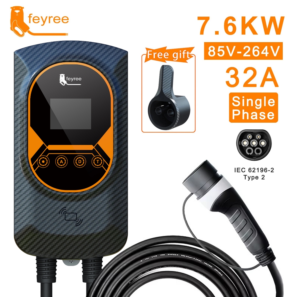 Ev สายชาร์จ Type2 32A EVSE พร้อมอะแดปเตอร์ IEC62196-2 7.6KW สําหรับยานพาหนะไฟฟ้า