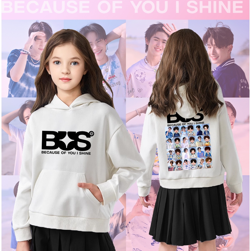 NEW พร้อมส่ง เด็ก Hoodies BUS Because of you i shine Children's hoodie เด็กผ้าฝ้ายใหม่ ผ้าCotton ใส่ได้ ทั้ง ชาย ใส่สบาย ไม่หด ไม่ย้ ((010