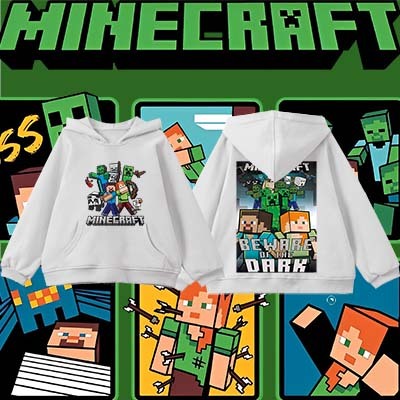 เสื้อฮู้ดเด็ก Minecraft Jj & Mikey Maizen Children’s Hoodie ผ้าเนื้อนุ่ม สีดำ/ขาว ขนาด 120-150ซม #AT08