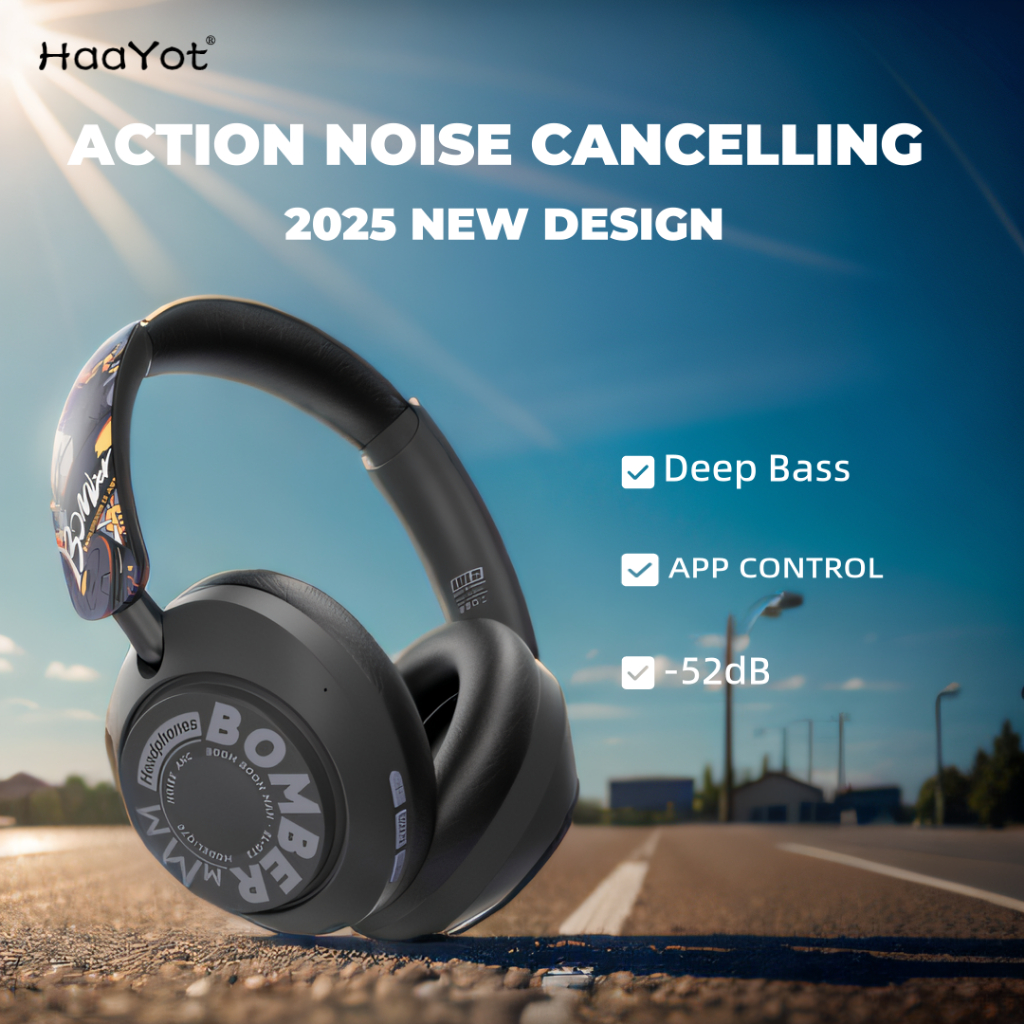 HaaYot Flagship ANC หูฟังครอบหู Bluetooth 5.4 | 2.4G Ultra-Low Latency สําหรับเล่นเกม, -52dB Dual-Fe