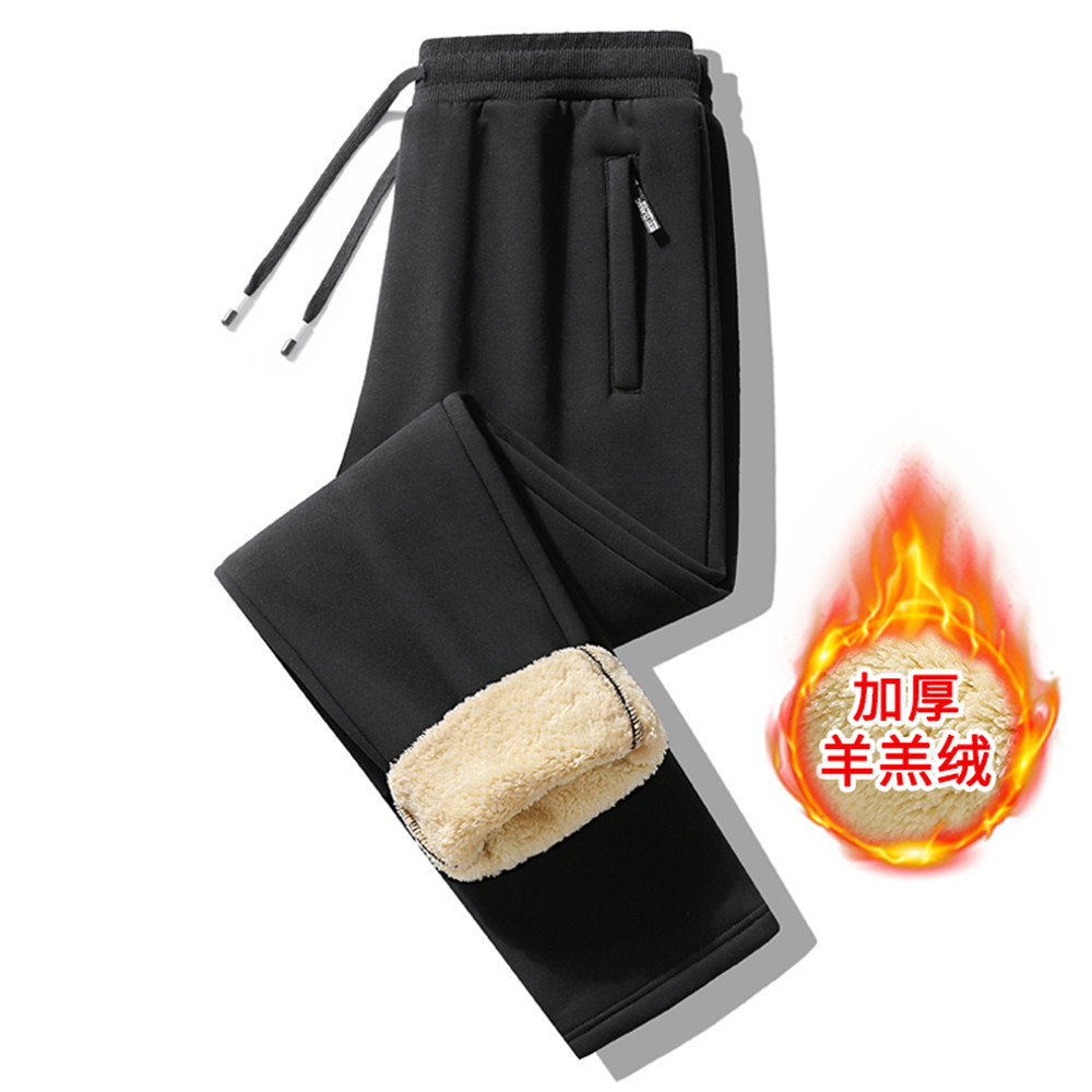 [M-5XL] กางเกง Lambswool เบาะผู้ชายหนา 2024 รุ่นฤดูใบไม้ร่วงและฤดูหนาวกีฬากางเกงลําลองผู้ชายที่สะดวกสบาย