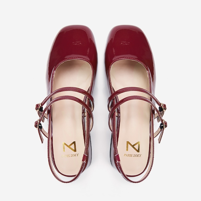 Paris Zoey Mary Jane รองเท้า รองเท้าส้นสูงผู้หญิงสีแดง รองเท้าเมรี่เจน สีแดง