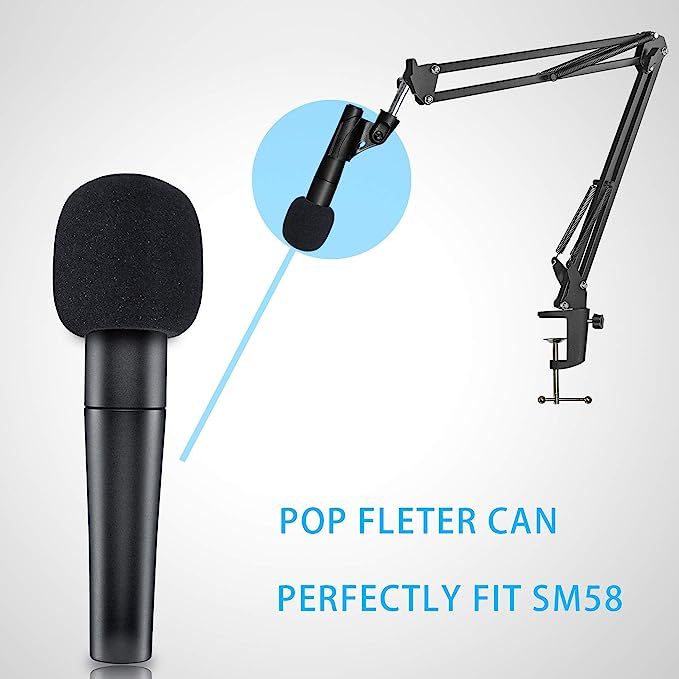 SM57 ขาตั้งไมโครโฟนพร้อม Pop Filter - ขาตั้งไมโครโฟน Boom Arm Stand พร้อมโฟมกระจกเข้ากันได้กับ Shure