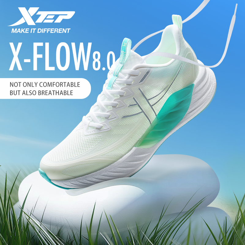 【xtep】X-Flow 8.0  | น้ำหนักเบาเป็นพิเศษและไม่หนักเท้า ระบายอากาศได้ดีและนุ่ม เหมาะสำหรับการวิ่งระยะสั้น 5 ไมล์ การฝึกซ้อมประจำวัน รองเท้าวิ่งสำหรับผู้ชายและผู้หญิง