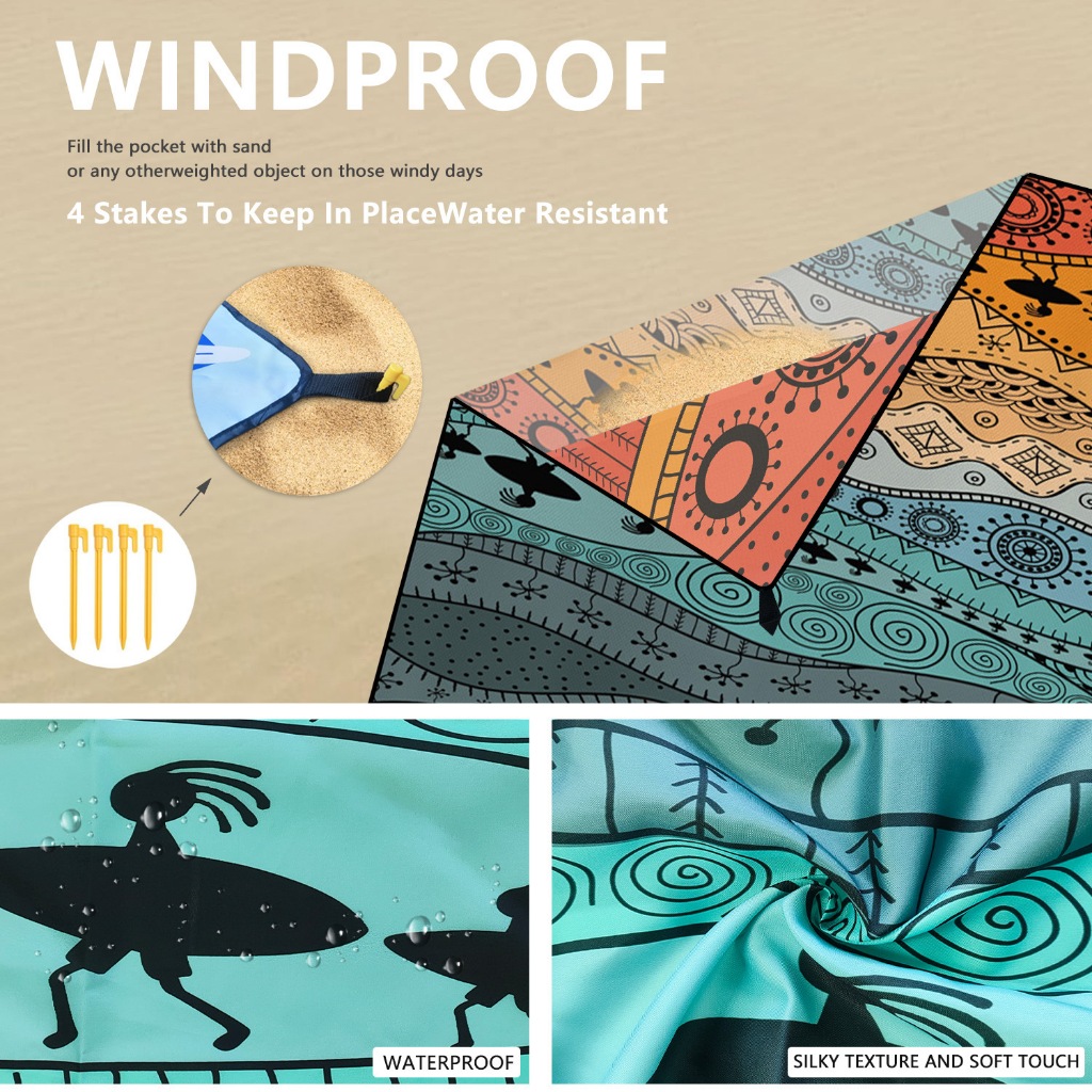 เสื่อชายหาด Boho แห้งเร็วในไม่กี่วินาที! Sand-proof & Waterproof – เหมาะสําหรับการตั้งแคมป์และปิกนิก HH194 - รูปที่ 3