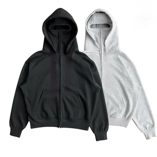 Hitam Do The Flow HOODIE BALACLAVA ZIPPER BLACK BOXY JACKET