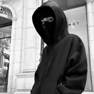 Hitam Do The Flow HOODIE BALACLAVA ZIPPER BLACK BOXY JACKET