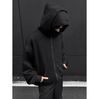 Hitam Do The Flow HOODIE BALACLAVA ZIPPER BLACK BOXY JACKET