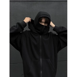 Hitam Do The Flow HOODIE BALACLAVA ZIPPER BLACK BOXY JACKET