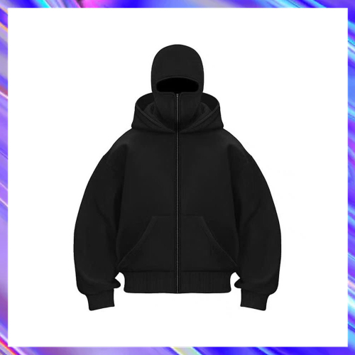 Hitam Do The Flow HOODIE BALACLAVA ZIPPER BLACK BOXY JACKET