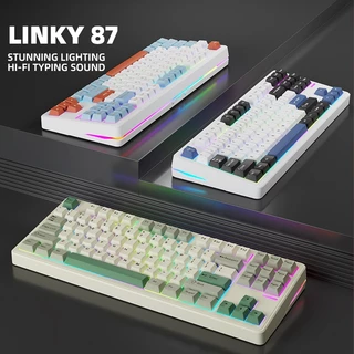 (มีสินค้าพร้อมส่ง) ELECFOX LINKY87 Mechanical Keyboardแป้นพิมพ์เครื่องกลTri-Mode Gasket RGB ฟรีสติกเกอร์ภาษาไทย