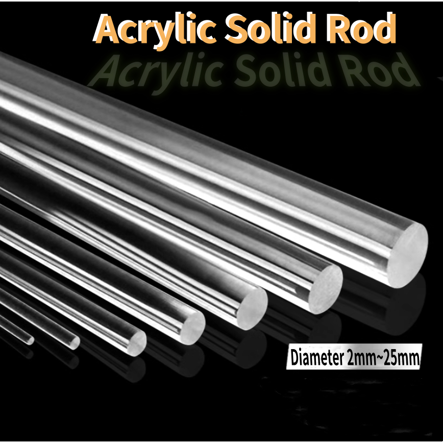 ความยาว 1000 มม.อะคริลิคโปร่งใส Plexiglass Solid Rod PMMA รอบบาร์ DIY ตกแต่งเส้นผ่านศูนย์กลาง 2 มม. ~ 25 มม.อุปกรณ์ DIY ผู้ถือเครื่องประดับที่กําหนดเองการถ่ายภาพเครื่องมือ