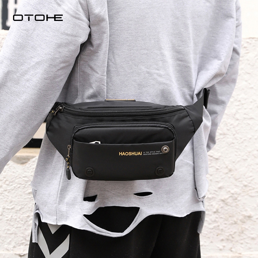 OTOHE Men Bag Nylon Chest Bag กระเป๋าคาดเอวกันน้ํา Anti-Thief Sling Bag Street Bag ความจุขนาดใหญ่