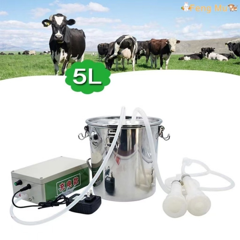 พร้อมสต็อก5L เครื่องรีดนมไฟฟ้าสําหรับแพะวัว 220V เครื่องรีดนมสแตนเลสเครื่องรีดนมถังปั๊มสูญญากาศ
