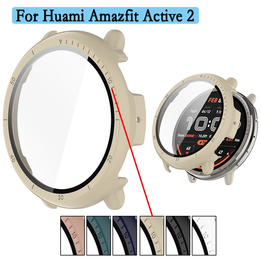 เคสนาฬิกาสําหรับ Huami Amazfit Active 2 PC Hard Cover พร้อมกระจกนิรภัยคุณภาพสูง 2 In 1 Watch Shell