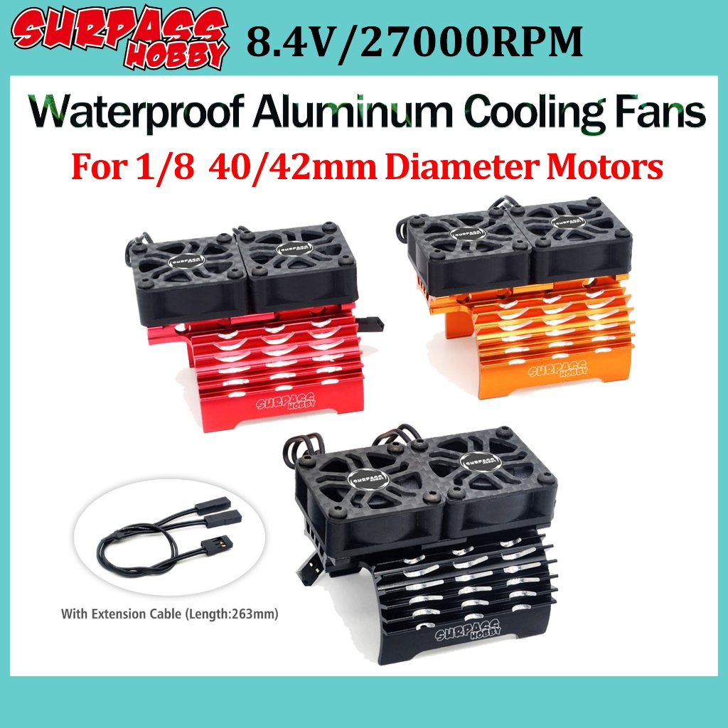 Surpass HOBBY RC มอเตอร์ไฟฟ้าโลหะมอเตอร์พัดลมระบายความร้อนอลูมิเนียมพัดลมระบายความร้อน 8.4 V/27000RPM สําหรับ 1/8 RC รถ 40XX 40/42 มม.มอเตอร์ RC อะไหล่