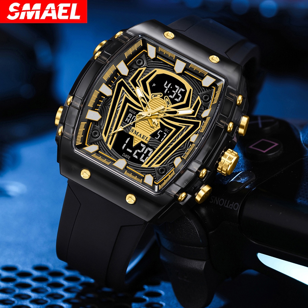 SMAEL สมาเอล 8116ใหม่นาฬิกาผู้ชายมัลติฟังก์ชั่กีฬากันน้ําจอแสดงผลคู่ นํา ไฟกลางคืนสันทนาการนักเรียนนาฬิกาอิเล็กทรอนิกส์ชาย