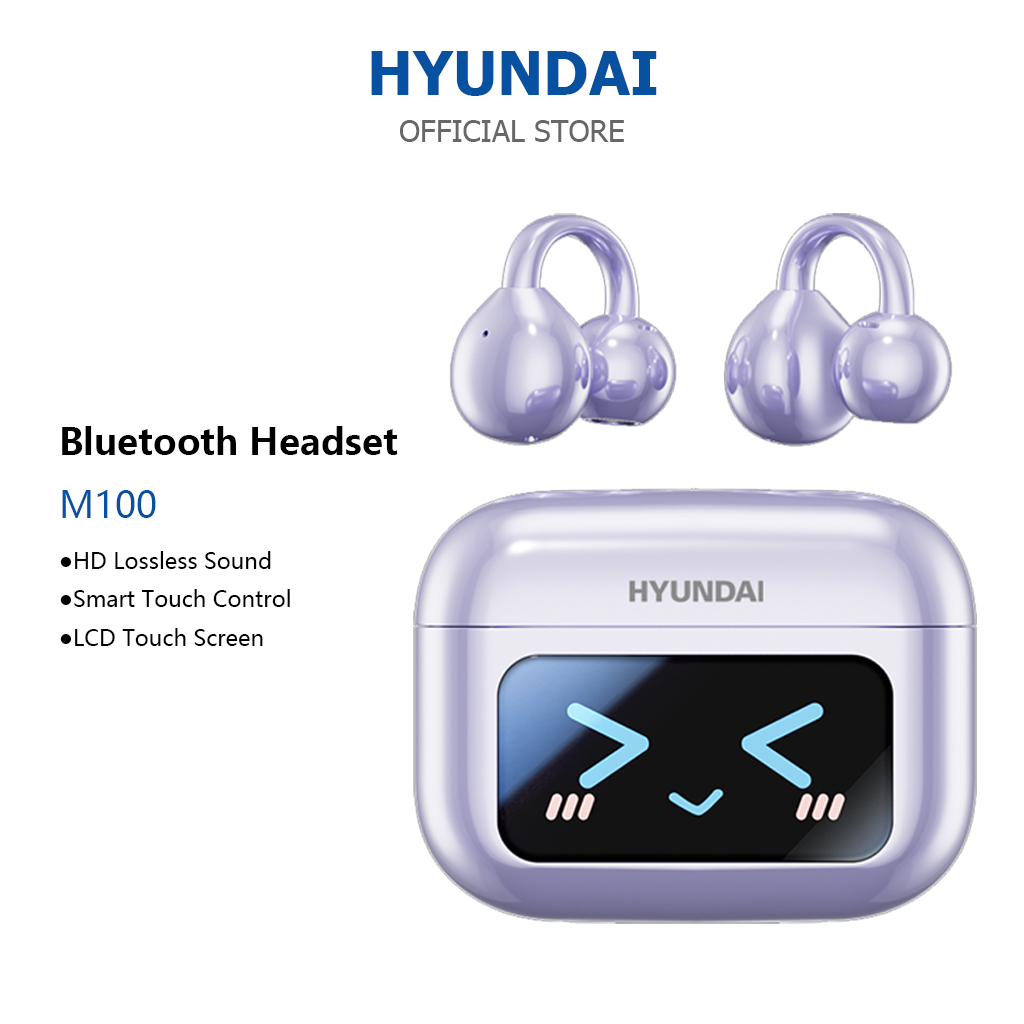 ชุดหูฟังบลูทูธ Hyundai M100 อายุการใช้งานแบตเตอรี่ยาวนาน ลดเสียงรบกวน จอสัมผัส ไมโครโฟน บลูทูธ 5.4