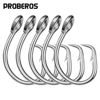 Pro BEROS 5 ชิ้นสแตนเลสตะขอปลาทูน่าทะเล 11/0 #-16/0 # ตะขอจิ…