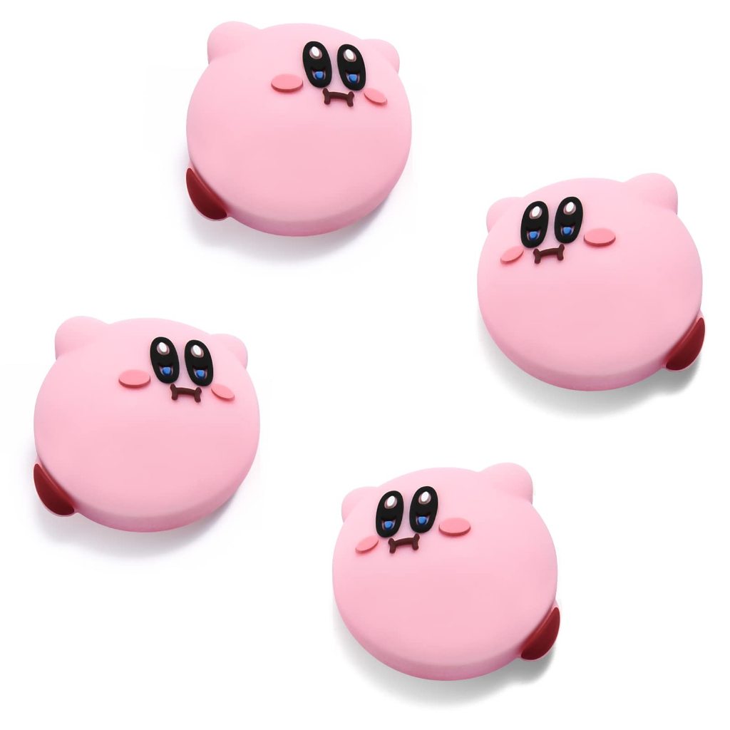 Cute Switch Thumb Grips สําหรับ Switch 2/Switch/Oled/Lite, Soft Silicone Joystick Caps - The Pink Star Kirby (4PCS)