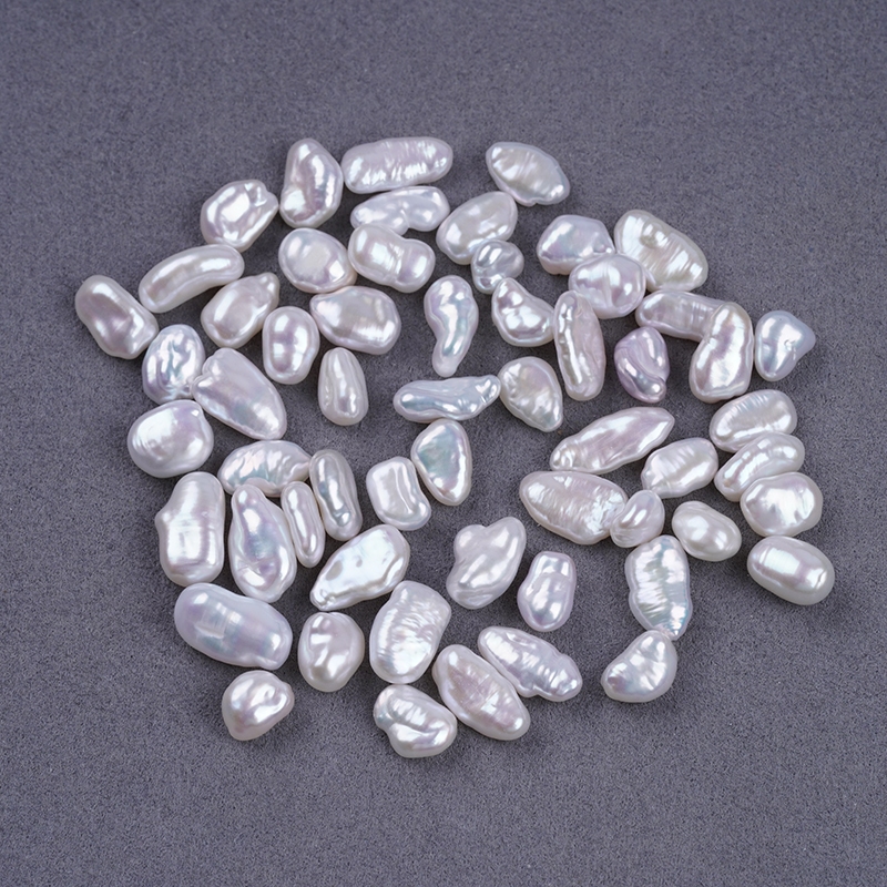 6-9 มม.Biwa Shape ไข่มุกสีขาวธรรมชาติ Keshi Pearl ลูกปัดหลวมสําหรับ Inlay และ DIY ทํา