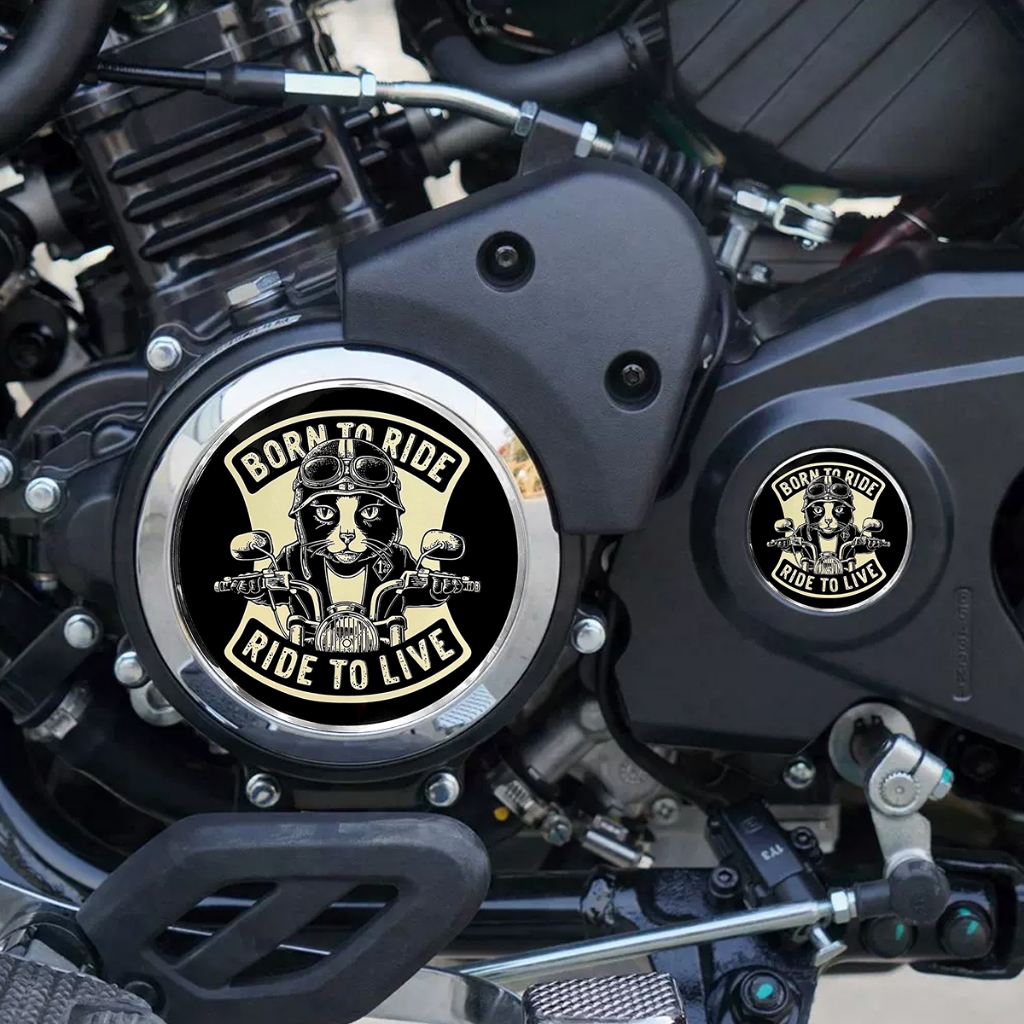 สติกเกอร์โลหะเหมาะสําหรับ Haojue TR300 เครื่องยนต์ Hood ฝาครอบคลัทช์ Skull Knight Cat Decal Retro สติกเกอร์ตกแต่ง