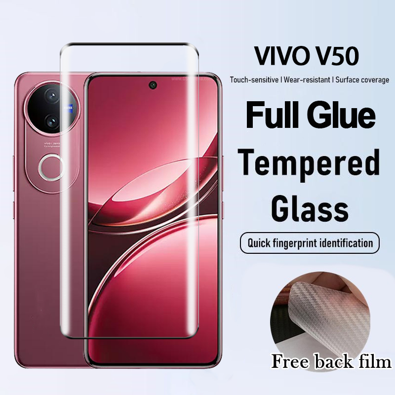 ฟิล์ม Vivo V50 V40 V30 กระจกนิรภัย Vivo V30 V40 Pro ฟิล์มกันรอยหน้าจอกาวเต็มรูปแบบกระจกโค้งพร้อมฟิล์