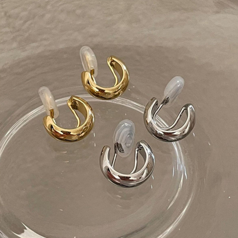 โลหะสไตล์ C-Shaped Clip-On ต่างหู High-End คลิปหูเครื่องประดับแฟชั่น/สามารถสวมใส่โดยไม่ต้องหูพาย