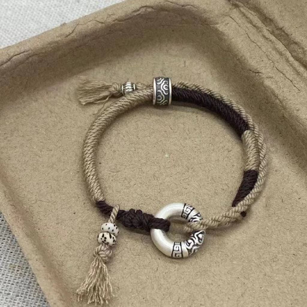 ใหม่จีนมงคลเมฆวงกลมสร้อยข้อมือสไตล์โบราณทอสร้อยข้อมือสร้อยข้อมือคู่ย้อนยุค